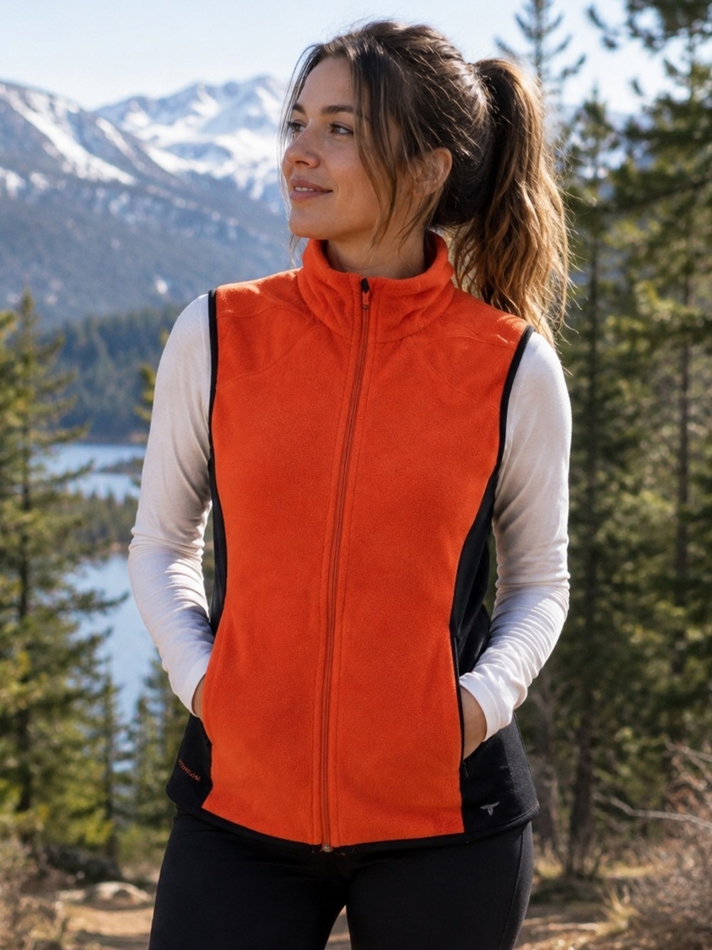 Columbia Titanium Women’s Small Orange Black Fleece Vest